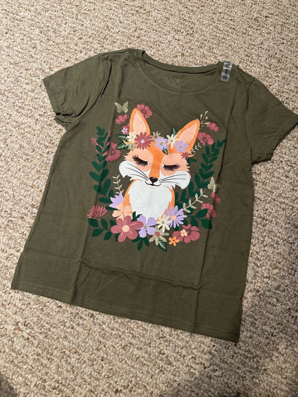 ✅3/$24 Brand New Girls Fox Floral Graphic Tee
